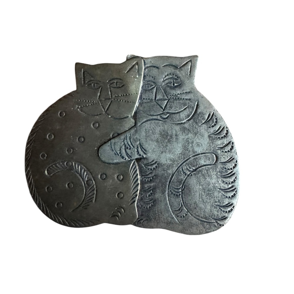 Vintage Double Cats Brooch Pin